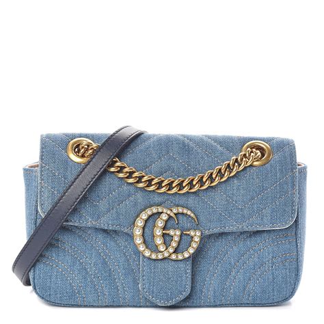 gucci denim bag chain|Gucci shoulder bag price.